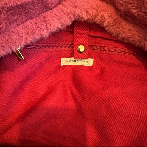 Anthropologie Faux Fur Soft Fluffy Rose Pink Bag Tote - Picture 12 of 15